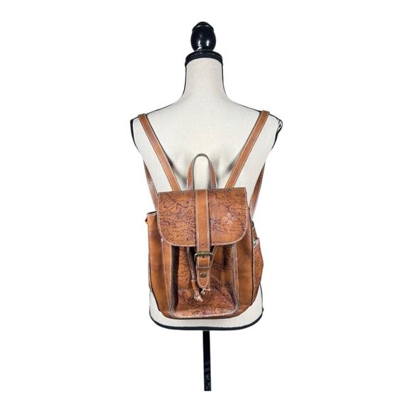 Patricia Nash Casape Leather Backpack In Signature Map Print - Picture 2 of 7